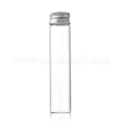 Botellas de vidrio grano contenedores, Tubos de almacenamiento de cuentas con tapa de rosca y tapa de aluminio chapada en color plateado., columna, Claro, 2.2x10 cm, capacidad: 25ml (0.85fl. oz)