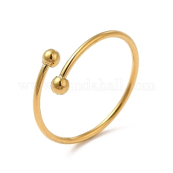 Chapado de iones (ip) 304 anillo de puño abierto envuelto en alambre de acero inoxidable para mujer, real 18k chapado en oro, nosotros tamaño 7 3/4 (17.9 mm)