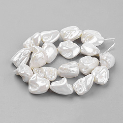 Shell Pearl Beads Strands, Nuggets, WhiteSmoke, 9~28x8~27x7~20mm, Hole: 1mm, about 17~23pcs/strand, 15.7 inch(39.8cm)