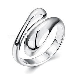 Real Platinum Plated Adjustable Brass Finger Rings for Women, US Size 7(17.3mm)