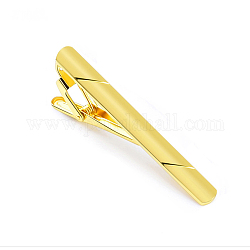 Латунь Зажимы для галстука, прямоугольные, золотые, 58.5x26x5 мм