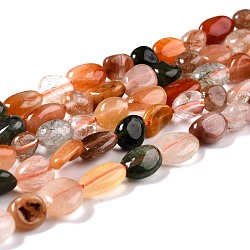 Chapelets de perles en quartz de rutile naturel, pépites, pierre roulée, 8~11x7.5~9x4.5~7mm, Trou: 0.8mm, Environ 42 pcs/chapelet, 15.94'' (40.5 cm)
