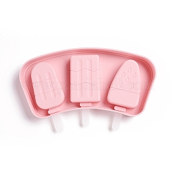 Moldes de silicona de calidad alimentaria para paletas heladas, Con tapas y palos de plástico, Para niños utensilios de cocina para el hogar de verano, rosa, 97x220x25mm