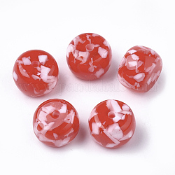 Abalorios de resina, imitación de piedras preciosas estilo, rerondana plana, rojo, 23x14mm, agujero: 2.5 mm