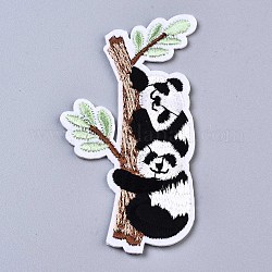 Appliques de panda, tissu de broderie informatisé fer/coudre sur les patchs, accessoires de costumes, blanc, 89x51x2mm