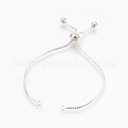 Bracelet de chaîne en laiton boîte de fabrication de bracelet, couleur d'argent, 3.54 pouce (90 mm), 1mm, Trou: 2mm