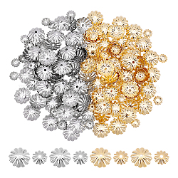 Unicraftale ca. 240 Stück 2 Perlenkappen aus Edelstahl der Größe 304, echt vergoldet, Perlenkappe, Kegelloch, 1.2 mm, Blumen-Metallperlenkappen für die Herstellung von Armbändern, Halsketten und Schmuck