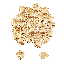 UNICRAFTALE about 100pcs Golden Puffy Heart Charms 304 Stainless Steel Pendants 1mm Small Hole Heart Charms for DIY Necklace Bracelet Earring Jewelry Making 10x8x0.8mm