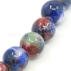 Природные персидские нефрита бисер пряди, окрашенные, круглые, Marine Blue, 6 мм, отверстие : 1 мм, около 62 шт / нитка, 16 дюйм