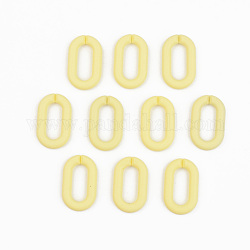 Anillos de unión acrílicos pintados con spray opaco, conectores de enlace rápido, para hacer cadenas de cable, sin soldar, oval, amarillo, 27x16.5x4.5mm, diámetro interior: 18x7.5 mm