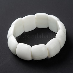 Bracelets extensibles en perles de verre opaques, rectangle, blanc, diamètre intérieur: 2-1/4 pouce (5.6 cm)