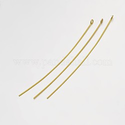 Alfiler de latón, dorado, 81mm, agujero: 2 mm, pin: 0.8 mm, aproximamente 60 unidades / 20 g