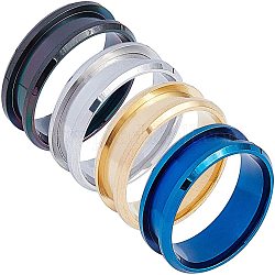 Ajustes de anillo anillo ranurado de dedo de acero inoxidable 10, núcleo de anillo en blanco, para hacer joyas con anillos, color mezclado, tamaño de 20, 7.5mm, 4mm, {1} PC / sistema