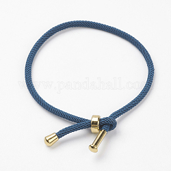 Creazione di bracciale in cordoncino di cotone intrecciato, con accessori in acciaio inossidabile, oro, Blue Marine, 9 pollice ~ 9-7/8 pollici (23~25 cm), 3mm