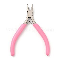 Steel Jewelry Pliers,  Side Cutter Pliers, with Plastic Handle Covers, Ferronickel, Pink, 11x7.6x0.9cm