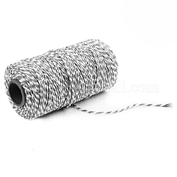 100m de fil de tresse coton macramé 2 brins, avec bobine, ronde, couleur d'argent, 2mm, environ 109.36 yards (100 m)/rouleau