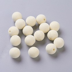 Perles acryliques flocky, la moitié foré, ronde, blanc, 10mm, Trou: 1.6mm