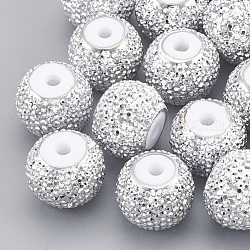 Perles de strass en résine , rondelle, blanc, 6~7x5~5.5mm, Trou: 1.8mm