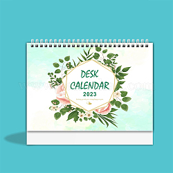 2023 bloc calendrier, calendrier de bureau en papier à spirale, planificateur d'horaire quotidien pour la maison, le bureau et l'école, rectangle avec motif de fleurs, vert printemps moyen, 185x228.6mm