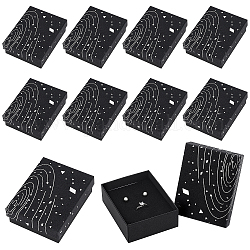 Astucci per gioielli in cartone nbeads, con spugna nera opaca, per confezioni regalo di gioielli, rettangolo con motivo a galassia, nero, 9.3x7.3x3.25cm