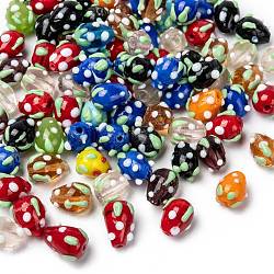 Handmade Lampwork 3D Strawberry Beads, Mixed Color, 10~13x8~10mm, Hole: 2mm