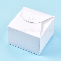Складная коробка из крафт-бумаги, подарочная упаковка, контейнер для кексов для выпечки, квадратный, белые, развернуть: 18.5x18x0.08 см, готовый продукт: 9x9x6 см