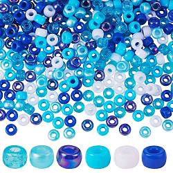 1200 pièces 2 styles 3 couleurs perles européennes acryliques à effet mixte, Perles avec un grand trou   , baril, couleur mixte, 6x9mm, Trou: 3.5~4mm, 200 pcs / couleur