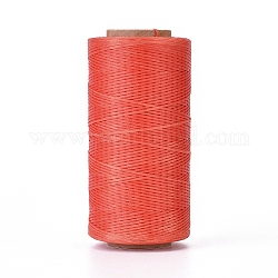 Вощеный шнур полиэстера, микро шнур макраме, вощеная швейная нить, плоский, оранжево-красный, 0.8 мм, около 284.33 ярда (260 м) / рулон