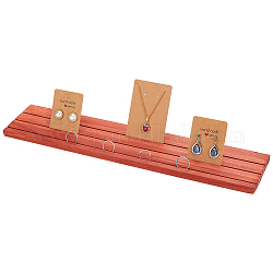 3 スロット長方形の木製イヤリング ディスプレイ カード スタンド  イヤリングオーガナイザーホルダー用  フラミンゴ  29.7x7.8x1.2cm  スロット：2.5mm