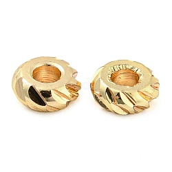 Perline di distanziatore in ottone, branelli di Rondelle, vero placcato oro 18k, 5x2mm, Foro: 1.7 mm
