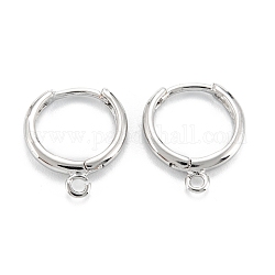 Латунные серьги-кольца Huggie с покрытием в стойку, с горизонтальной петлей, кольцо, платина, 12 калибр (2 мм), 16.5x13.5x2 мм, отверстие : 1.5 мм, штифты : 1 мм