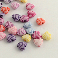 Perles en acrylique de style artisanal, cœur, couleur mixte, 10x11x5mm, Trou: 2mm, environ 1300 pcs/500 g