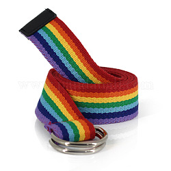 Cintura a catena in tessuto con motivo a righe con chiusura in lega da donna, colorato, 50-1/4 pollice (127.5 cm)