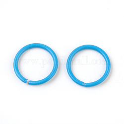 Ferro anelli di salto aperto, cielo blu profondo, 18 gauge, 10x1mm, diametro interno: 8mm