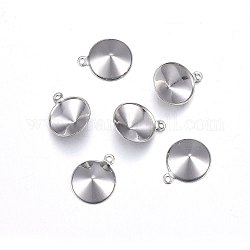 201 Stainless Steel Charms Rhinestone Settings, Cone, Stainless Steel Color, Fit for 10mm rhinestone, 13x10.5x3mm, Hole: 1mm