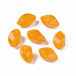 Perles acryliques, style de pierres fines imitation, torsion, orange, 17x12x11mm, Trou: 1.8mm, environ 500 pcs/500 g