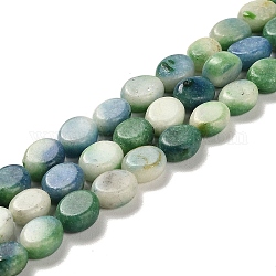 Hebras de perlas de dolomita natural, teñido, Plano Oval, verde, 9.5~10x7.5~8x4.5mm, agujero: 1.2 mm, aproximamente 42~44 pcs / cadena, 15.35~15.94 pulgada (39~40.5 cm)