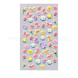 Arte de uñas de gel deslizante con marca de agua 5d, Calcomanías adhesivas para uñas con mariposas y flores, para decoraciones con puntas de uñas, oro, 105x60mm