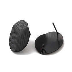 304 acero inoxidable fornituras de pendientes, con bucle vertical, óvalo texturizado, electroforesis negro, 20x16mm, agujero: 2.5 mm, pin: 0.7 mm