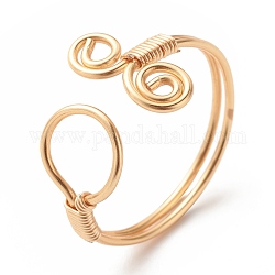 Anello avvolgente in filo di rame e anello polsino aperto a vortice per le donne, oro, misura degli stati uniti 9 3/4 (19.5mm)