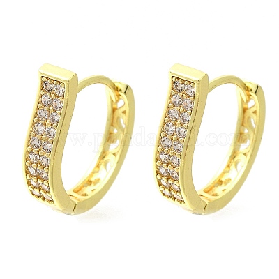 Серьги-кольца из латуни с прозрачным фианитом EJEW-M047-16G-1