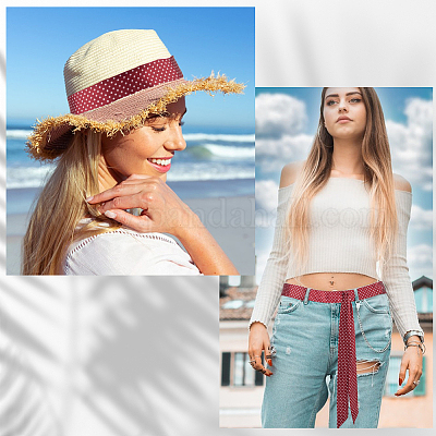 Длинный шелковый шарф из полиэстера с узором в горошек для женщин и девочек AJEW-WH20042-79C-1