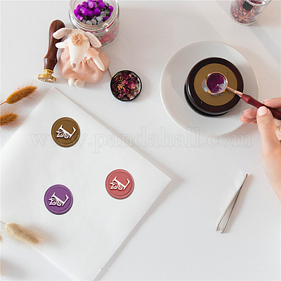 Латунная восковая печать штамп с ручкой AJEW-WH0184-0673-1