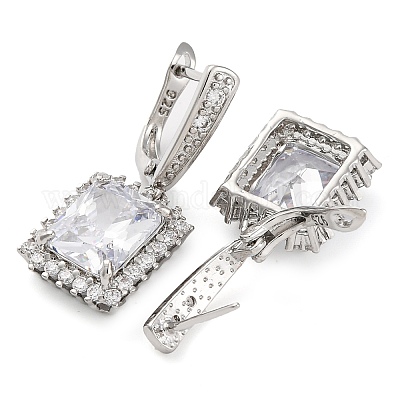 Прямоугольные серьги-кольца с паве из кубического циркония из латуни для женщин EJEW-I304-29P-07-1