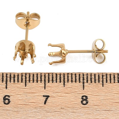 Плоская круглая фурнитура для сережек-гвоздиков из нержавеющей стали 304 STAS-D389-04D-G-1