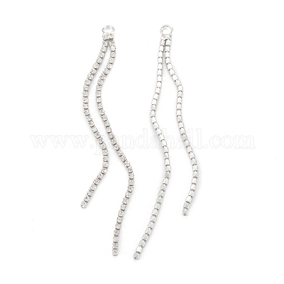 Кулоны с кисточками из латуни с прозрачным кубическим цирконием KK-D063-01P-1