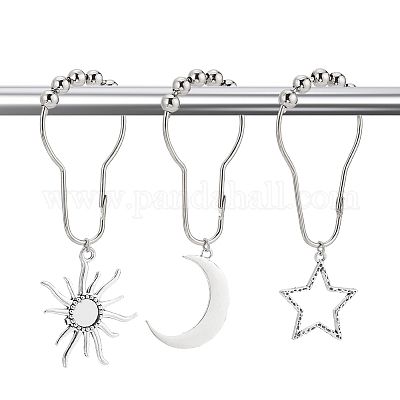 18 шт. 3 стильных железных кольца для занавески для душа в стиле вселенной для ванной комнаты&nbsp;HJEW-OC0001-24-1