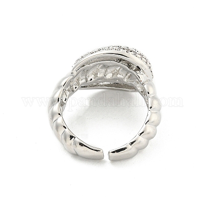 Латунные микро проложить манжеты кольца кубического циркония RJEW-I103-050P-1