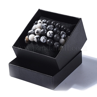 Натуральная зебра яшма бисер стрейч браслеты BJEW-JB04164-1