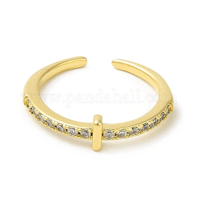 Кольцо-манжета с открытой буквой из прозрачного кубического циркония RJEW-H120-09G-I-1